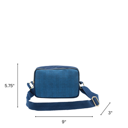 Blue Checkered Crossbody Bag
