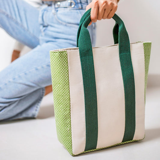 Green Handle Big Tote Bag