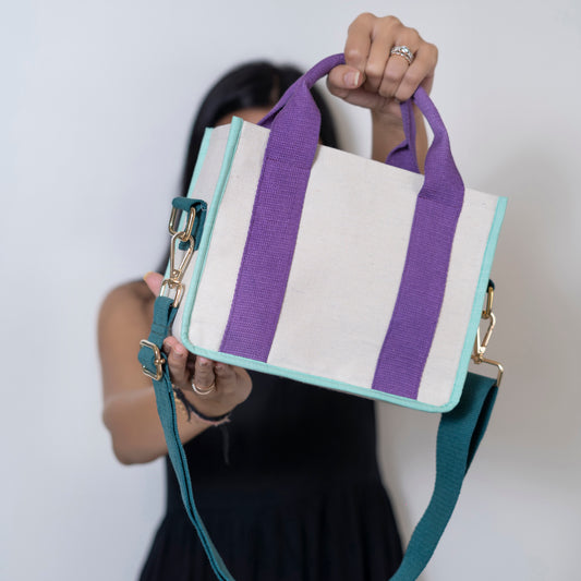 Purple Color Block Crossbody Bag